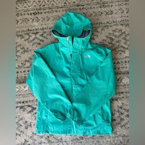 North Face Teal Rain Jacket - Girls XL